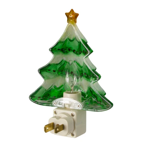 Northlight 5.5" Green And White Beaded Frosted Christmas Tree Night Light 3 Northlight 5.5" Green And White Beaded Frosted Christmas Tree Night Light - Image 3