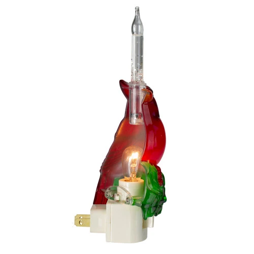 Northlight 7.5" Red Christmas Cardinal With Holly And Berry Bubble Night Light 3 Northlight 7.5" Red Christmas Cardinal With Holly And Berry Bubble Night Light - Image 3