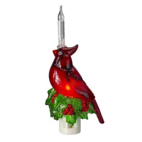 Northlight 7.5" Red Christmas Cardinal With Holly And Berry Bubble Night Light 1 Northlight 7.5" Red Christmas Cardinal With Holly And Berry Bubble Night Light
