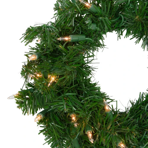 Northlight Pre-Lit Deluxe Windsor Pine Artificial Christmas Wreath - 12-Inch, Clear Lights 2 Northlight Pre-Lit Deluxe Windsor Pine Artificial Christmas Wreath - 12-Inch, Clear Lights - Image 2