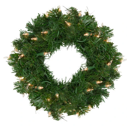 Northlight Pre-Lit Deluxe Windsor Pine Artificial Christmas Wreath - 12-Inch, Clear Lights 1 Northlight Pre-Lit Deluxe Windsor Pine Artificial Christmas Wreath - 12-Inch, Clear Lights