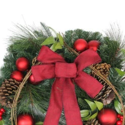 Northlight Red Berries And Ball Ornaments Artificial Christmas Wreath With Ribbon - 24-Inch, Unlit 6 Northlight Red Berries And Ball Ornaments Artificial Christmas Wreath With Ribbon - 24-Inch, Unlit -Chic Christmas Decoration northlightkji82585 24424.1636807877
