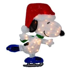 Northlight 24" White And Red Pre-Lit Skating Peanuts Snoopy Outdoor Christmas Decor - Clear Lights