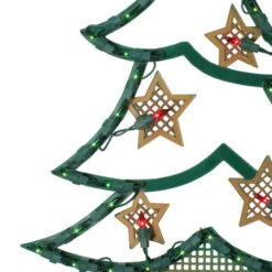 Northlight 17.75" Lighted Green And Gold Christmas Tree With Stars Outdoor Window Silhouette -Chic Christmas Decoration northlightys27520 00913.1636546343