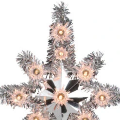 Northlight 11" Silver Lighted Tinsel Star Of Bethlehem Christmas Tree Topper - Clear Lights -Chic Christmas Decoration northlightys27528 35761.1665610745