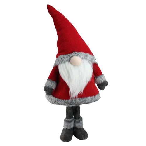 Northlight 28” Red Standing Christmas Santa Claus Gnome With Gray Faux Fur Trim 1 Northlight 28” Red Standing Christmas Santa Claus Gnome With Gray Faux Fur Trim
