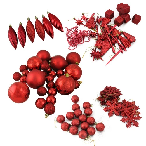 Northlight 125ct Apple Red Shatterproof 3-Finish Christmas Ornaments 5.5" 1 Northlight 125ct Apple Red Shatterproof 3-Finish Christmas Ornaments 5.5"