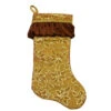 Northlight 19" Gold Sequined Floral Venetian Style Ruffle Cuff Christmas Stocking