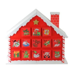 Northlight 10.25" Red And White Advent House With Chimney Storage Box