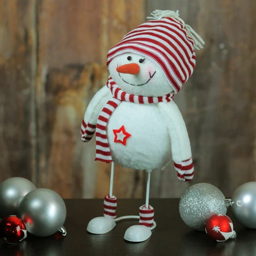 Northlight 11" Albino White And Candy Apple Red Bobble Snowman Figurine 3 Northlight 11" Albino White And Candy Apple Red Bobble Snowman Figurine - Image 3
