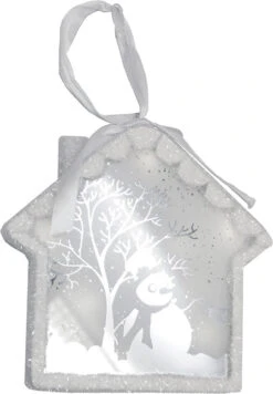 Northlight 8" White Backlit LED Sparkle Snowman Scene Christmas House Ornament