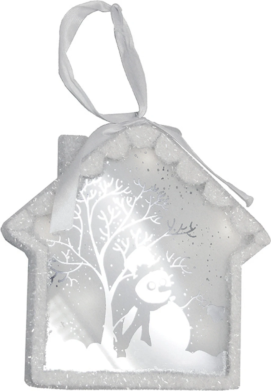 Northlight 8" White Backlit LED Sparkle Snowman Scene Christmas House Ornament 1 Northlight 8" White Backlit LED Sparkle Snowman Scene Christmas House Ornament