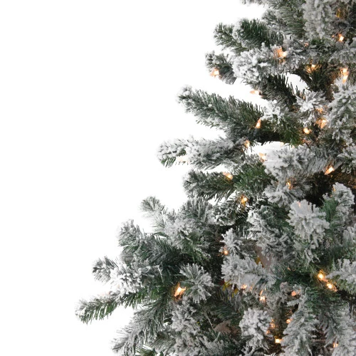Northlight 7.5' Pre-Lit Full Flocked Natural Emerald Artificial Christmas Tree - Warm Clear Lights 3 Northlight 7.5' Pre-Lit Full Flocked Natural Emerald Artificial Christmas Tree - Warm Clear Lights - Image 3