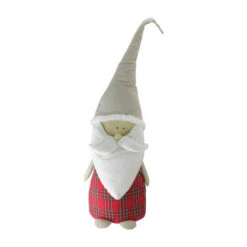 Northlight 19" Red And White Plaid Blushing Santa Gnome Tabletop Decor
