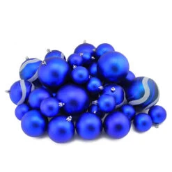 Northlight 39ct Royal Blue Shatterproof 2-Finish Christmas Ball Ornaments 4" (100mm)