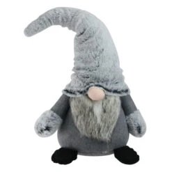 Northlight 20" Gray Sitting Tabletop Christmas Gnome With Faux Fur Hat