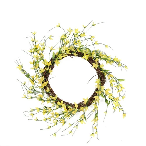 Northlight Forsythia Twig Artificial Floral Wreath, Yellow 12-Inch 1 Northlight Forsythia Twig Artificial Floral Wreath, Yellow 12-Inch
