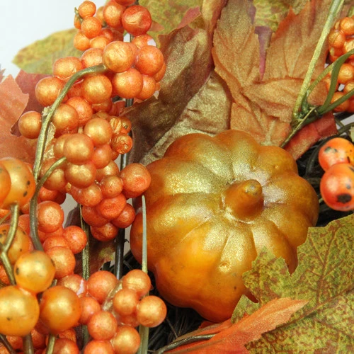 Northlight Autumn Leaves, Pumpkins And Berries Artificial Thanksgiving Wreath, 22-Inch, Unlit 3 Northlight Autumn Leaves, Pumpkins And Berries Artificial Thanksgiving Wreath, 22-Inch, Unlit - Image 3
