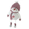 Northlight 11" Albino White And Candy Apple Red Bobble Snowman Figurine