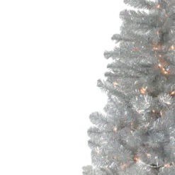 Northlight 4.5' Pre-Lit Silver Metallic Tinsel Artificial Christmas Tree - Clear Lights -Chic Christmas Decoration ujtryghhxvsevo9cwy7fqqow7ru76a7d 84349.1588356648