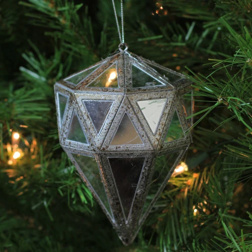 Northlight 5.5" Gray And Clear Mirrored Geometric Drop Christmas Ornament 4 Northlight 5.5" Gray And Clear Mirrored Geometric Drop Christmas Ornament - Image 4