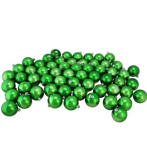 Northlight 60ct Xmas Green Shatterproof Shiny Christmas Ball Ornaments 2.5" (60mm) 1 Northlight 60ct Xmas Green Shatterproof Shiny Christmas Ball Ornaments 2.5" (60mm)