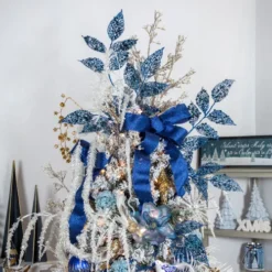 Northlight 52" White And Silver Glittered Weeping Christmas Pine Spray -Chic Christmas Decoration winter20blues 8 00108.1671008227