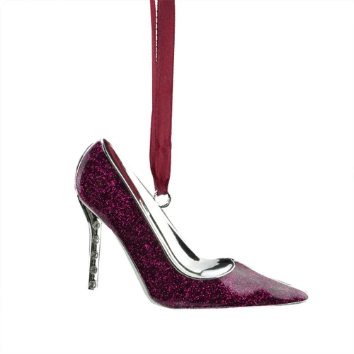 Northlight 4" Pink Glitter Stiletto European Crystals Christmas Ornament 1 Northlight 4" Pink Glitter Stiletto European Crystals Christmas Ornament