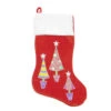 Northlight 20" Red And White Embroidered Velveteen Cuff Christmas Tree Stocking