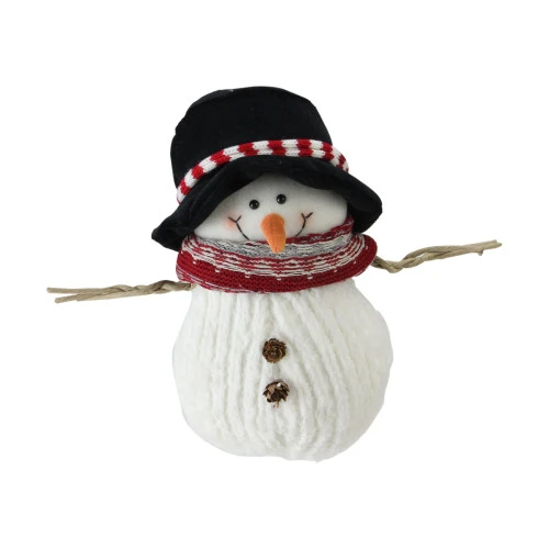 Northlight 9" Black And White Fuzzy Smiling Christmas Snowman Figurine 1 Northlight 9" Black And White Fuzzy Smiling Christmas Snowman Figurine