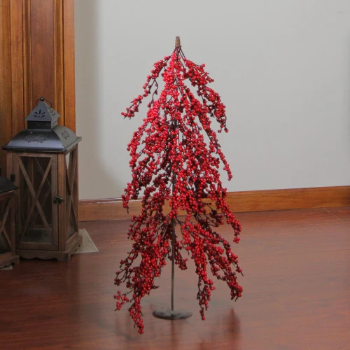 Northlight 2.5' Red Berries Artificial Upside Down Christmas Tree - Unlit 2 Northlight 2.5' Red Berries Artificial Upside Down Christmas Tree - Unlit - Image 2