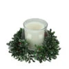 Northlight 6" Clear And Green Boxwood With Berry Tipped Christmas Hurricane Pillar Candle Holder