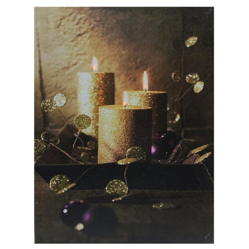 Northlight LED Lighted Glittery Gold Flickering Candles Christmas Canvas Wall Art 15.75" X 11.75" 1 Northlight LED Lighted Glittery Gold Flickering Candles Christmas Canvas Wall Art 15.75" X 11.75"