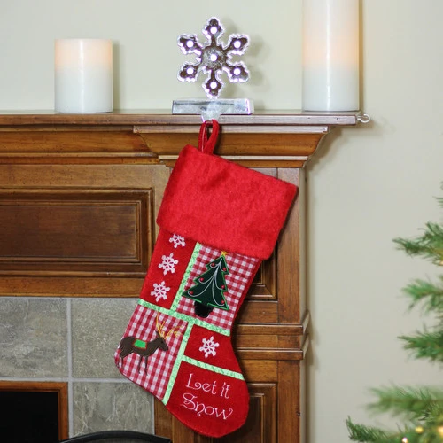 Northlight 18.5" Red Cheers Holiday Patches Let It Snow Christmas Stocking 2 Northlight 18.5" Red Cheers Holiday Patches Let It Snow Christmas Stocking - Image 2