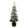 Northlight 3.5' Pre-Lit Potted Flocked Green Tinsel Artificial Christmas Tree - Clear Lights