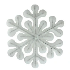 Northlight 10.5" White And Silver Glitter Snowflake Hanging Christmas Ornament - 32636858
