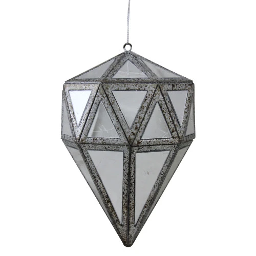 Northlight 5.5" Gray And Clear Mirrored Geometric Drop Christmas Ornament 1 Northlight 5.5" Gray And Clear Mirrored Geometric Drop Christmas Ornament